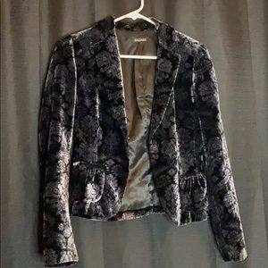 Black Velour Floral Blazer